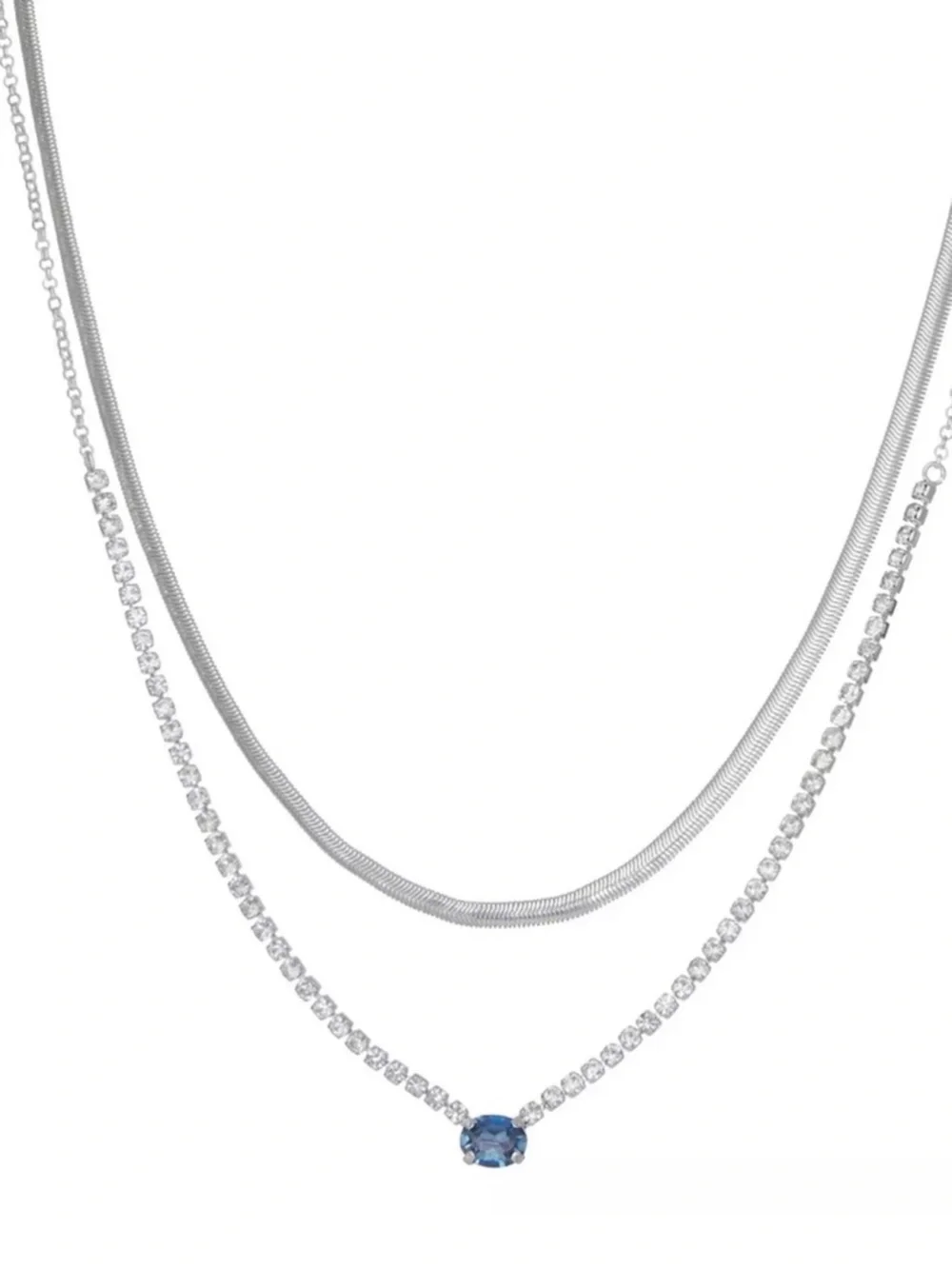 Herringbone Layered Crystal Necklace